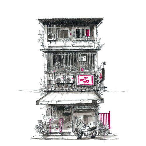 illustration inspiree de l'architecture de Tokyo